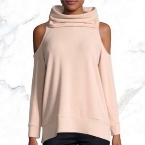 Cowl-Neck Cold-Shoulder Knit Pullover